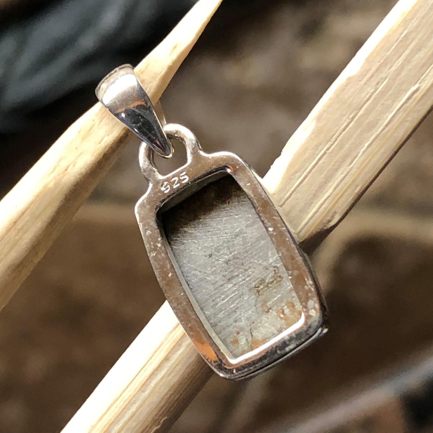 Natural Muonionalusta Meteorite Sweden 925 Solid Sterling Silver Pendant 22mm - Natural Rocks by Kala