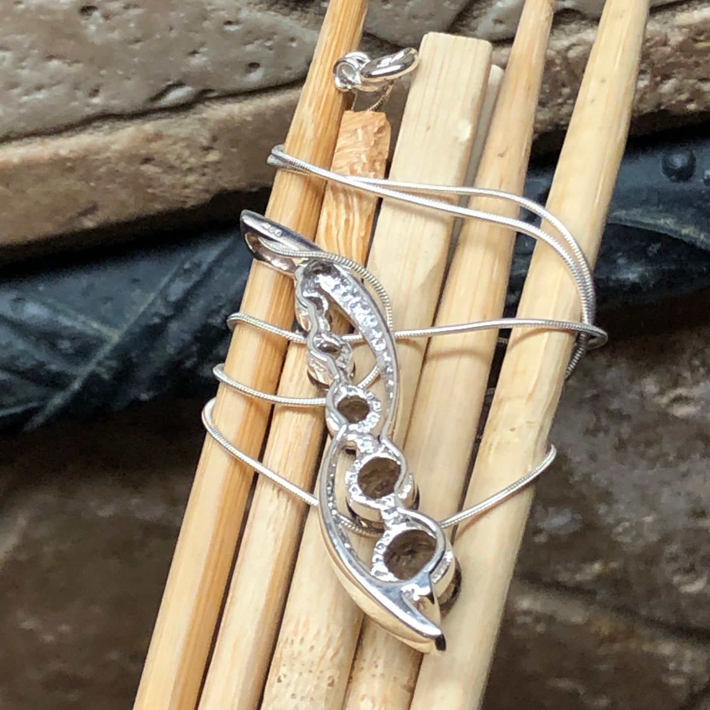 Natural 2ct Smoky Topaz 925 Solid Sterling Silver Pendant Necklace 16" - Natural Rocks by Kala