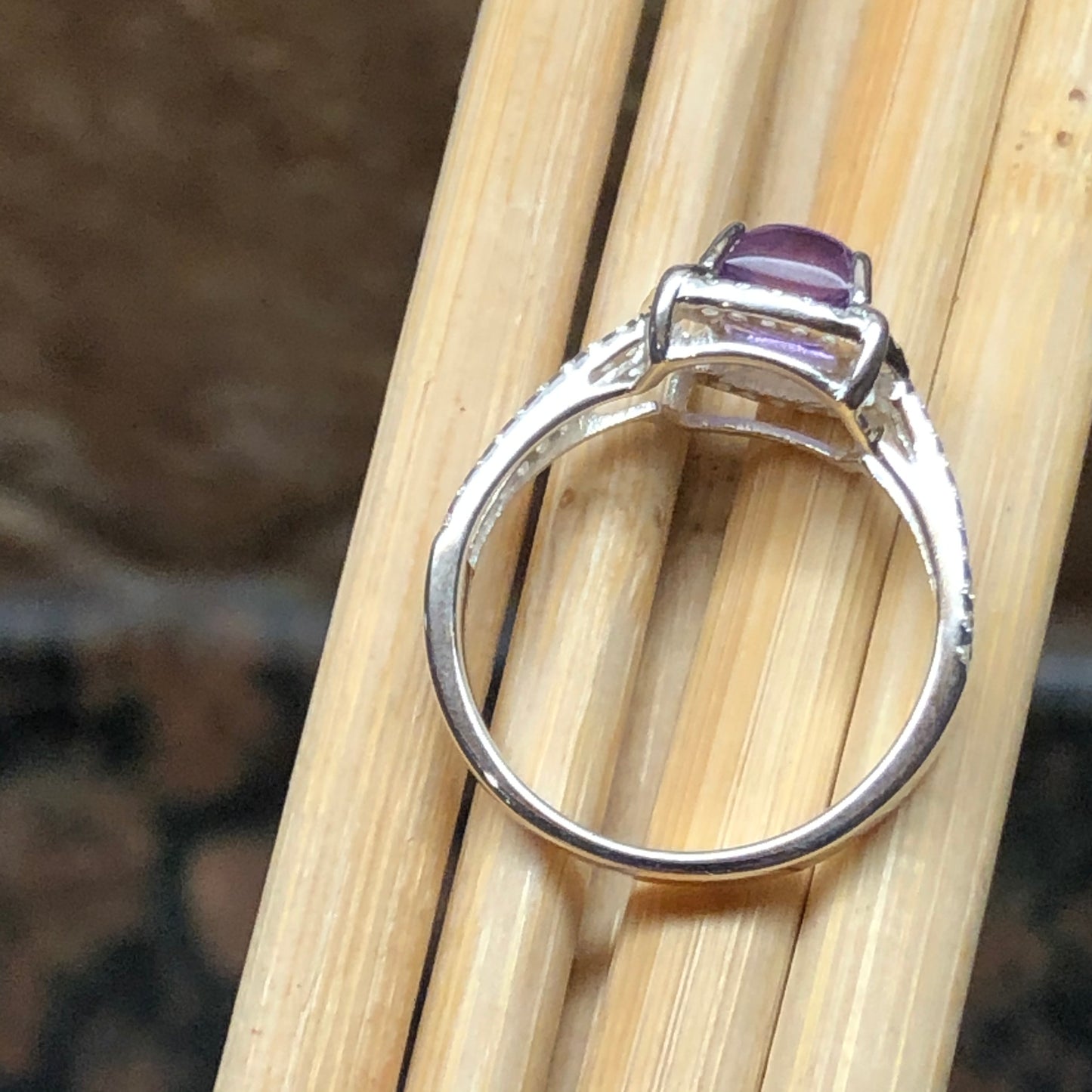 Natural Purple Amethyst 925 Solid Sterling Silver Engagement Ring Size 6, 7, 8, 9 - Natural Rocks by Kala