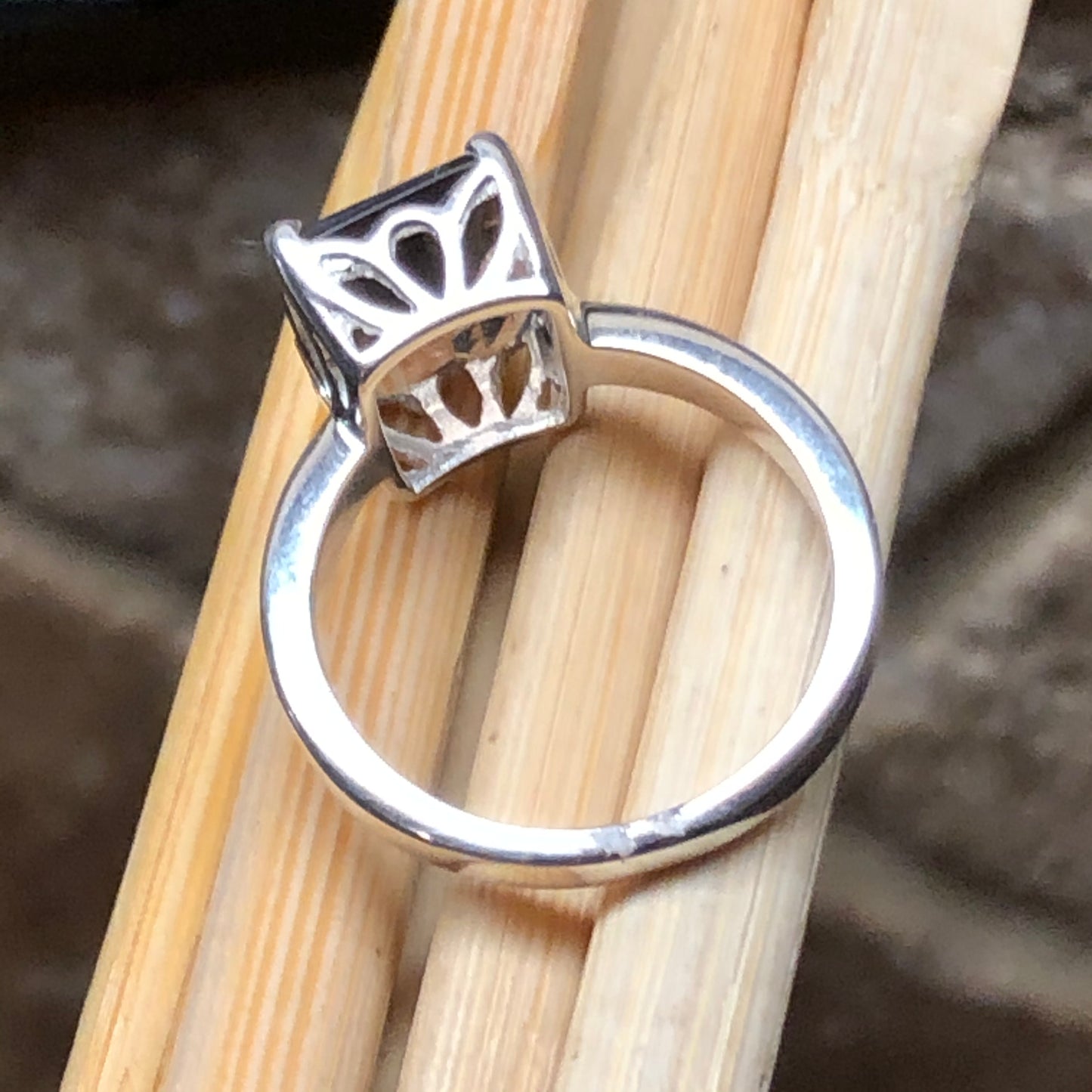 Genuine 2ct Smoky Topaz 925 Solid Sterling Silver Ring Size 6, 7, 8, 9 - Natural Rocks by Kala