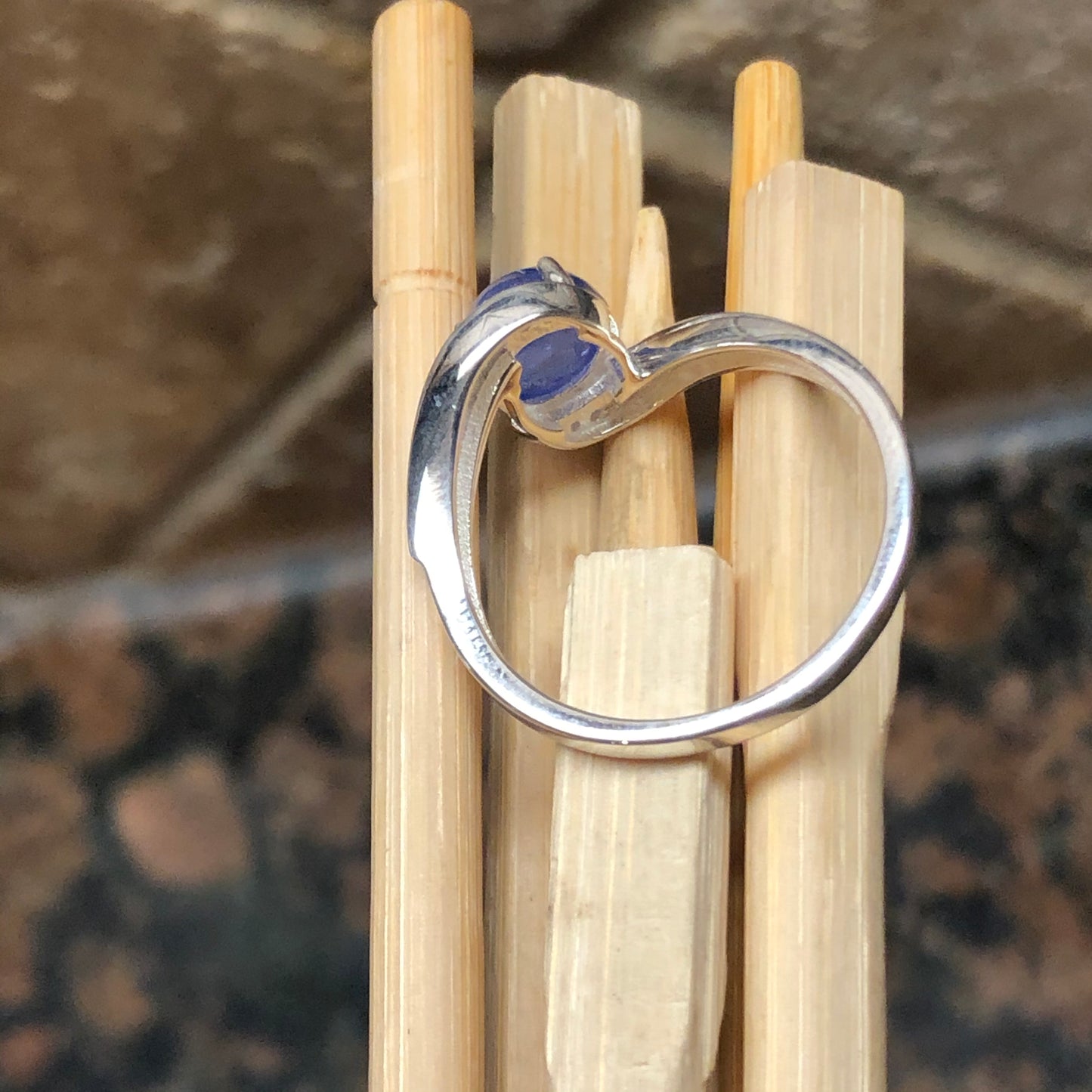 Natural Blue Tanzanite 925 Solid Sterling Silver Engagement Ring Size 6, 7, 8, 9 - Natural Rocks by Kala