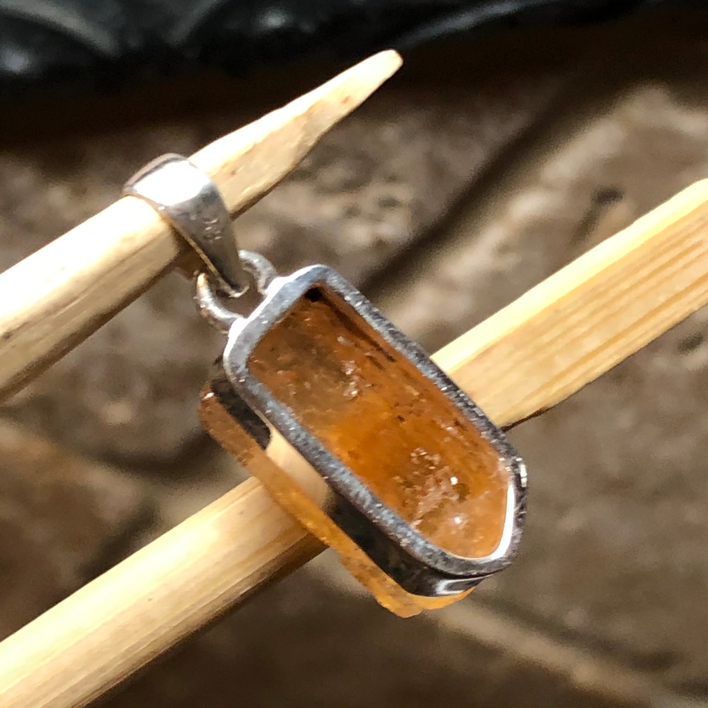 Natural Imperial topaz 925 Solid Sterling Silver Men's Pendant 30mm - Natural Rocks by Kala