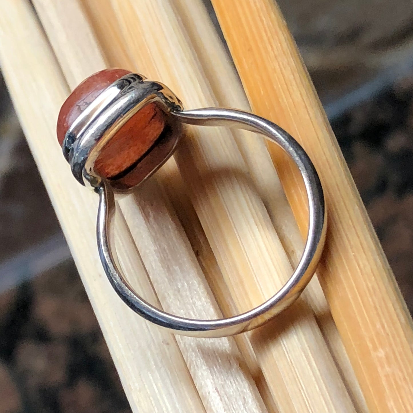Natural Sunstone 925 Solid Sterling Silver Sparkling Ring Size 8.5 - Natural Rocks by Kala