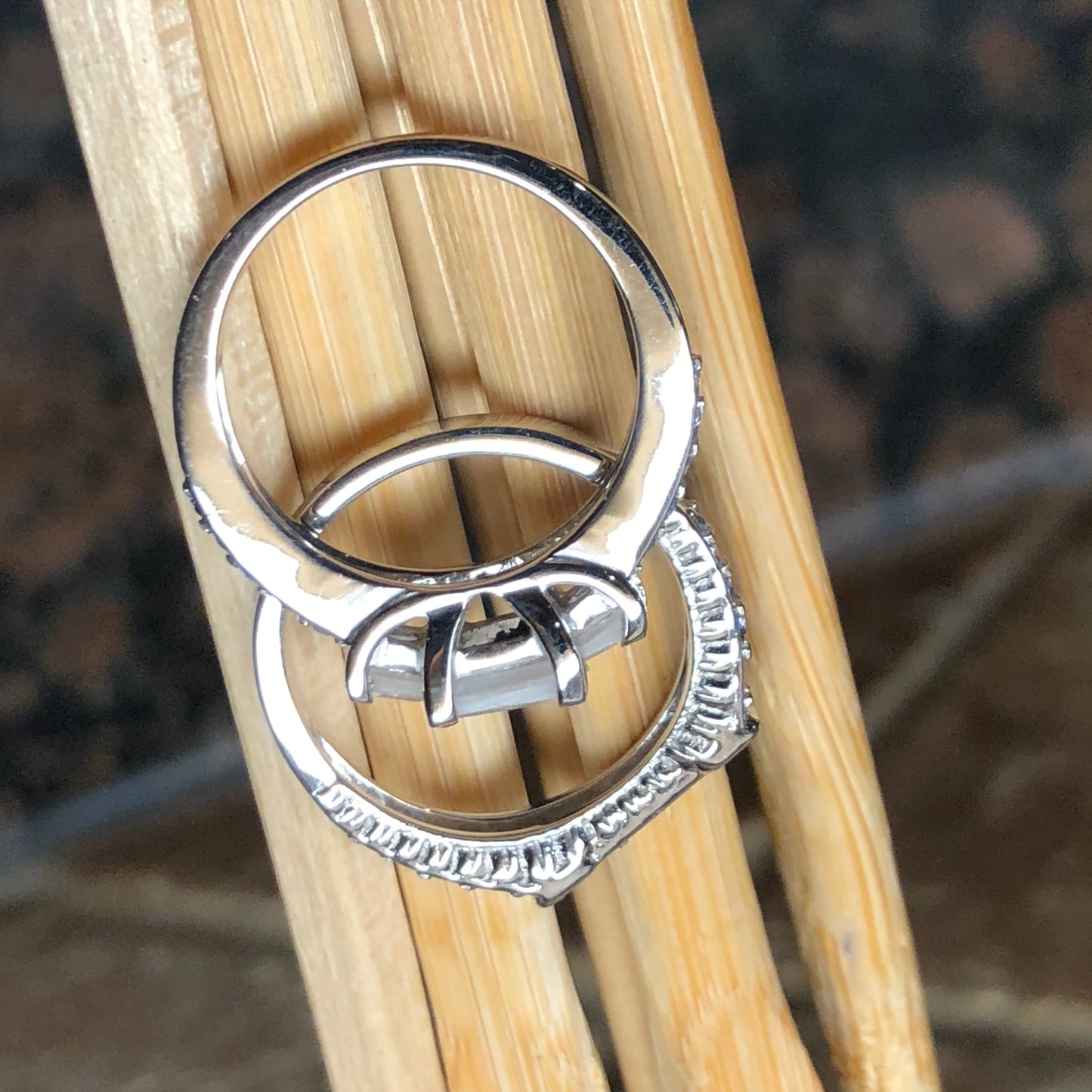 Genuine Blue Tanzanite, Moonstone 925 Solid Sterling Silver Engagement Ring Size 5, 6, 7, 8, 9 - Natural Rocks by Kala