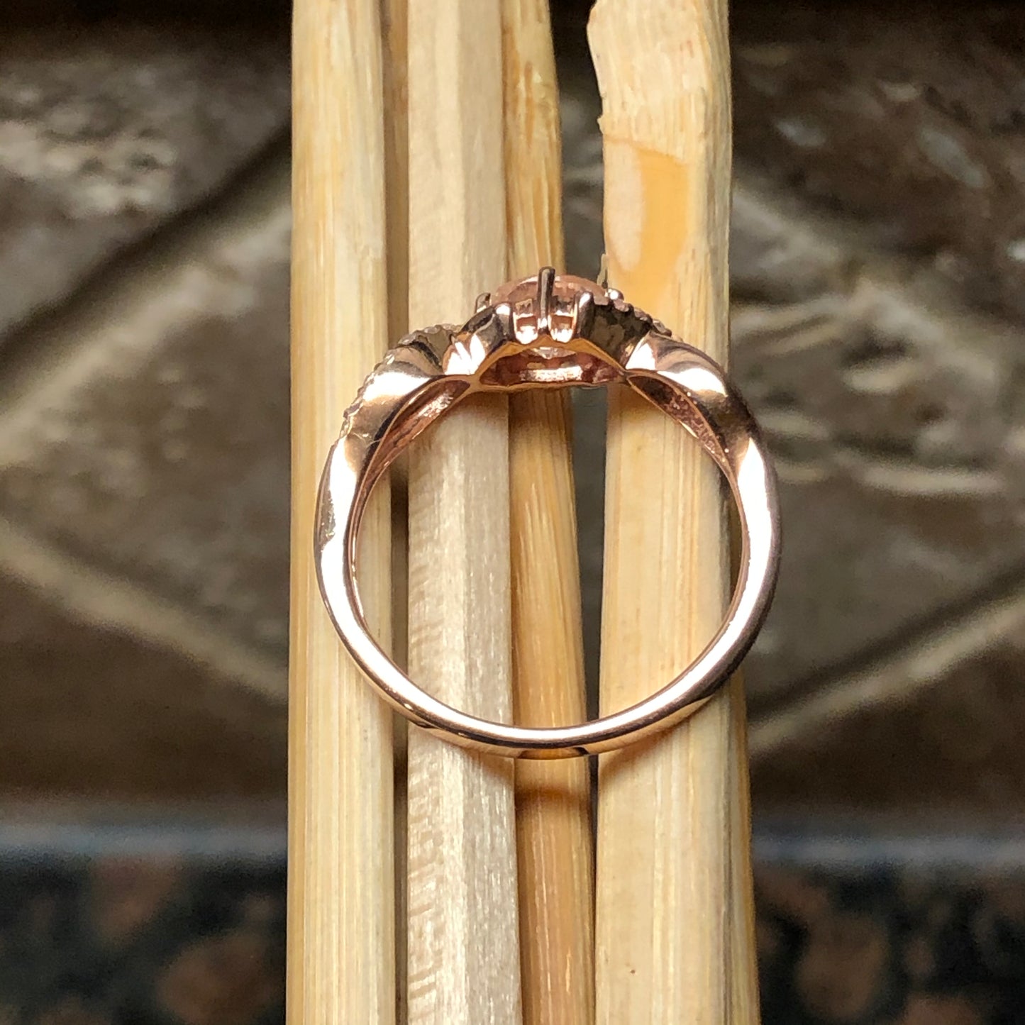 Natural Peach Morganite 14k Rose Gold Over Sterling Silver Engagement Ring Size 6.25, 7.25, 8.25, 9.25 - Natural Rocks by Kala