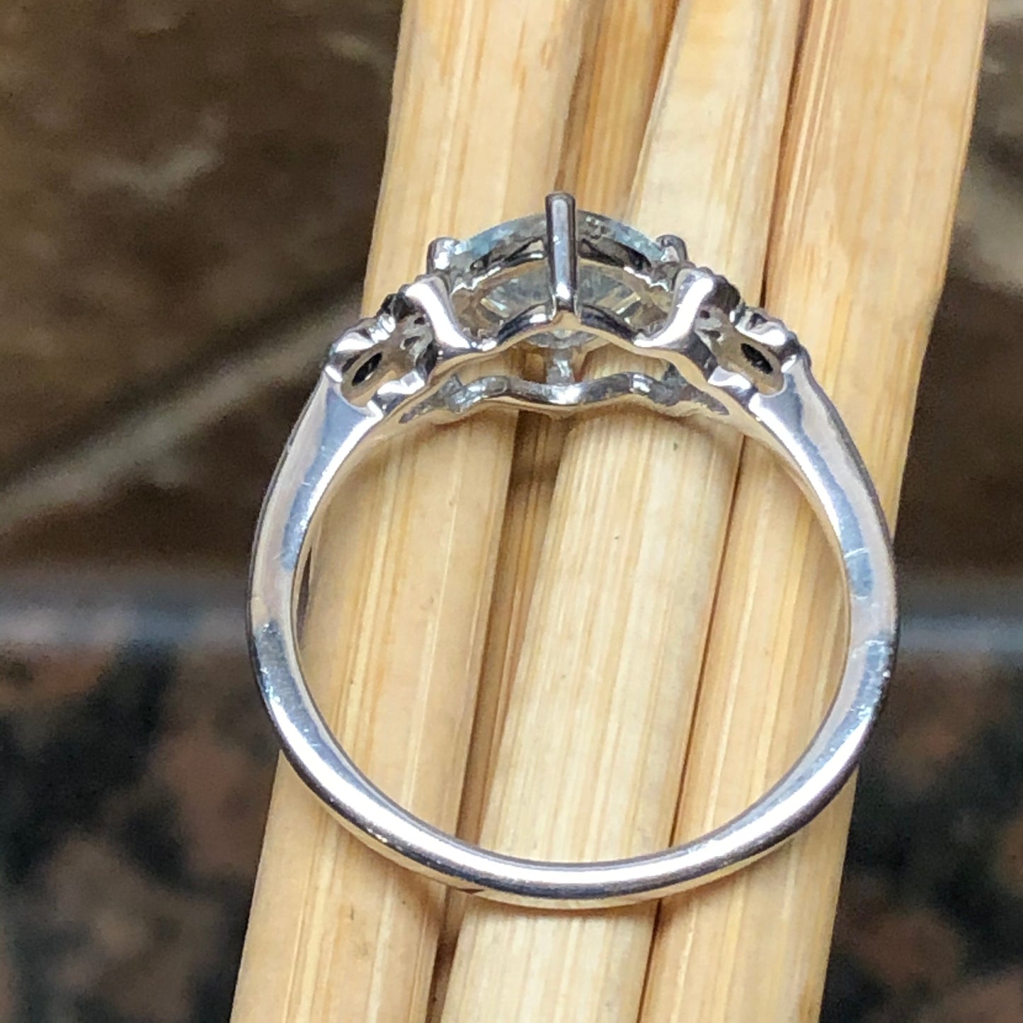 Natural 1ct Aquamarine, Blue Sapphire 925 Solid Sterling Silver Engagement Ring Size 6, 7, 8, 9 - Natural Rocks by Kala