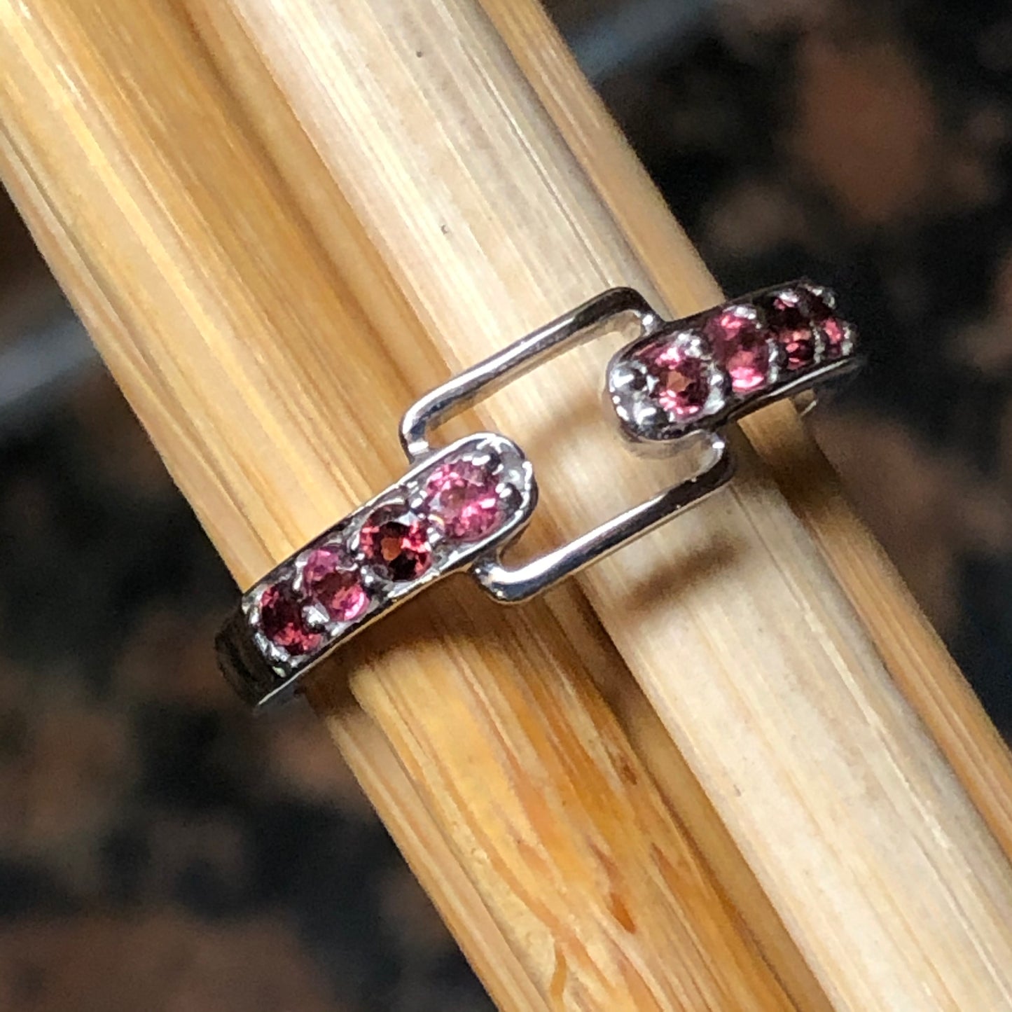 Natural Pink Tourmaline 925 Solid Sterling Silver Wedding Ring Size 6, 7, 8, 9 - Natural Rocks by Kala
