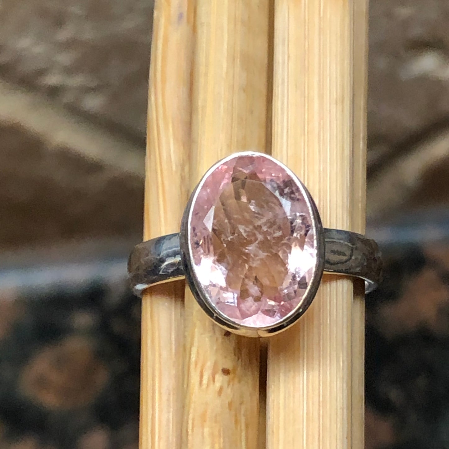 Natural 4ct Pink Morganite 925 Solid Sterling Silver Engagement Ring Size 7 - Natural Rocks by Kala