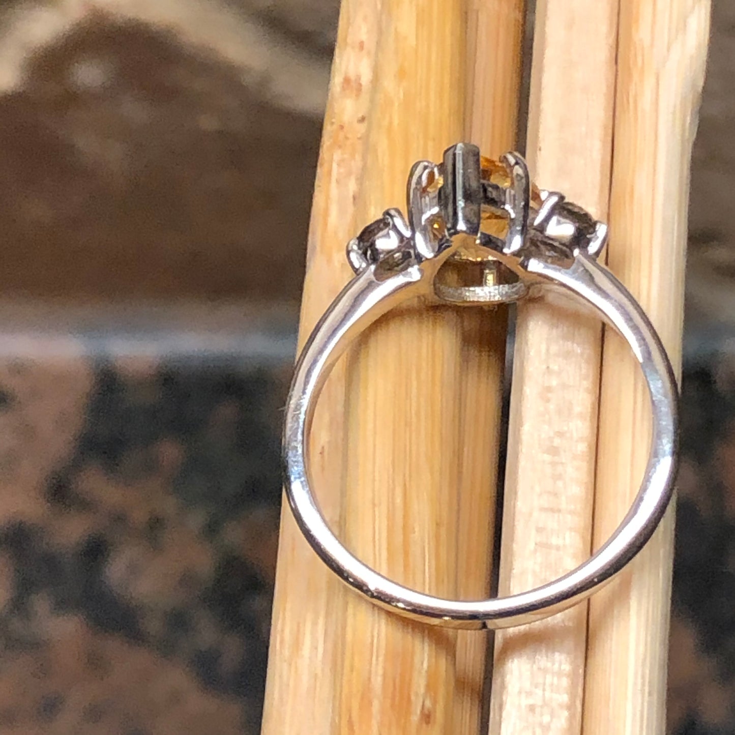 Natural Golden Citrine, Iolite 925 Solid Sterling Silver Engagement Ring Size 6, 7, 8, 9 - Natural Rocks by Kala