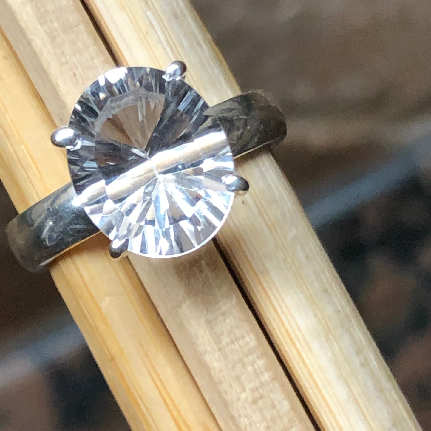 Natural 2ct White Quartz 925 Solid Sterling Silver Engagement Ring Size 6.25, 6.5, 9 - Natural Rocks by Kala