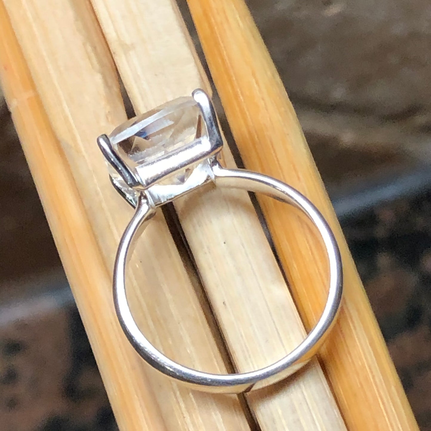 Natural 2.5ct White Quartz 925 Solid Sterling Silver Ring Size 6, 7, 8, 9 - Natural Rocks by Kala