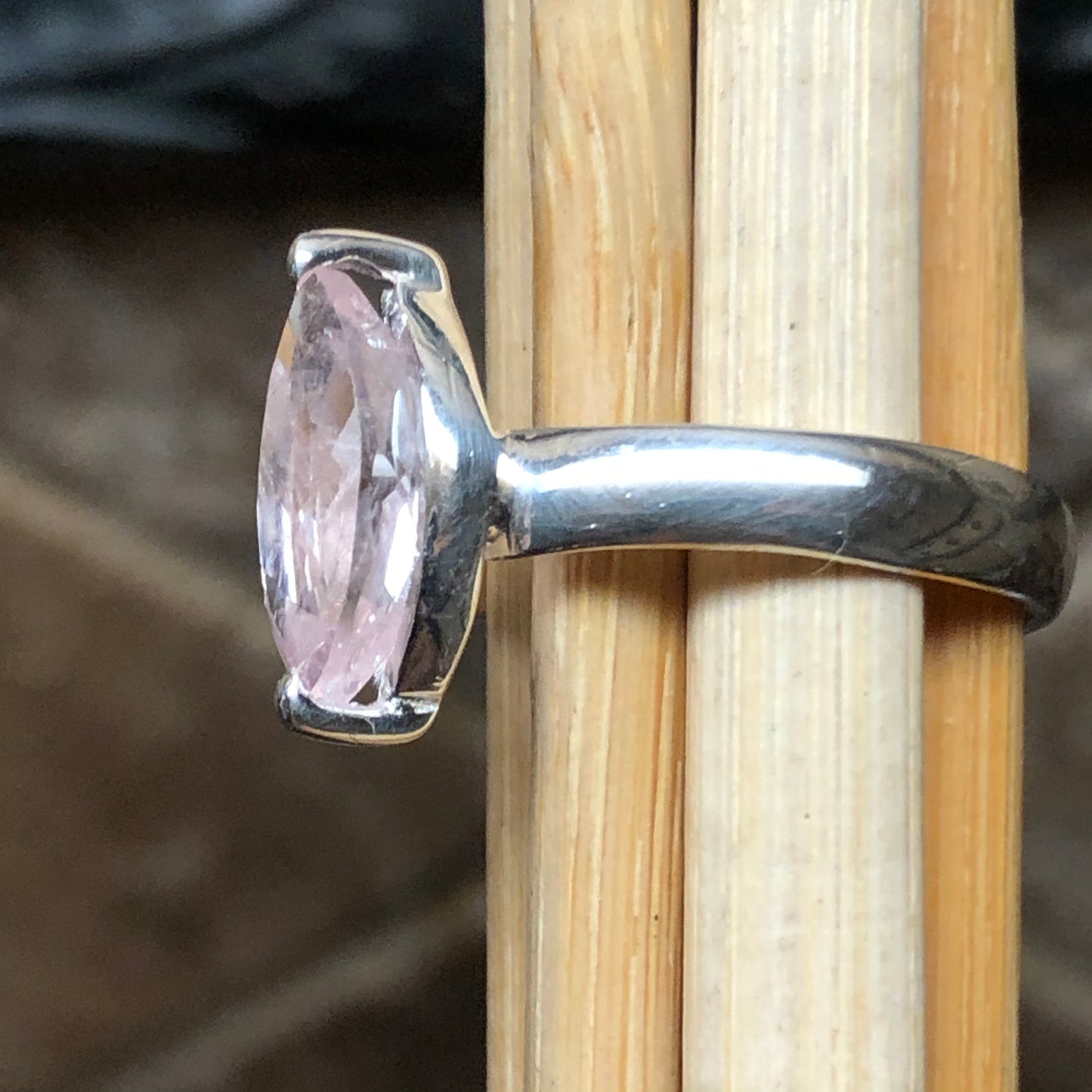 Natural Pink Morganite 925 Solid Sterling Silver Engagement Ring Size 7 - Natural Rocks by Kala