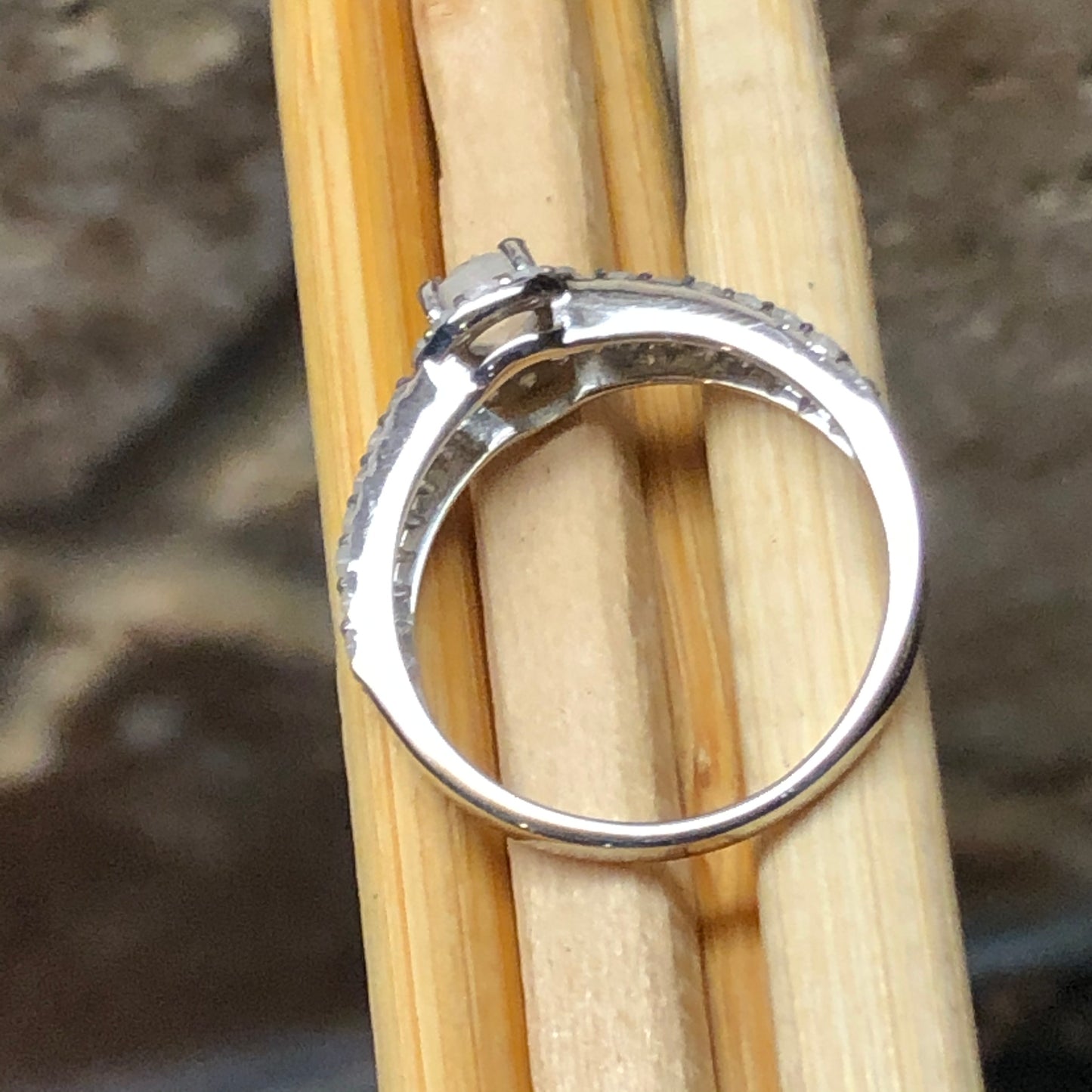 Genuine Rainbow Moonstone 925 Solid Sterling Silver Ring Size 5.25, 6.25, 7.25, 8.25, 9.25 - Natural Rocks by Kala