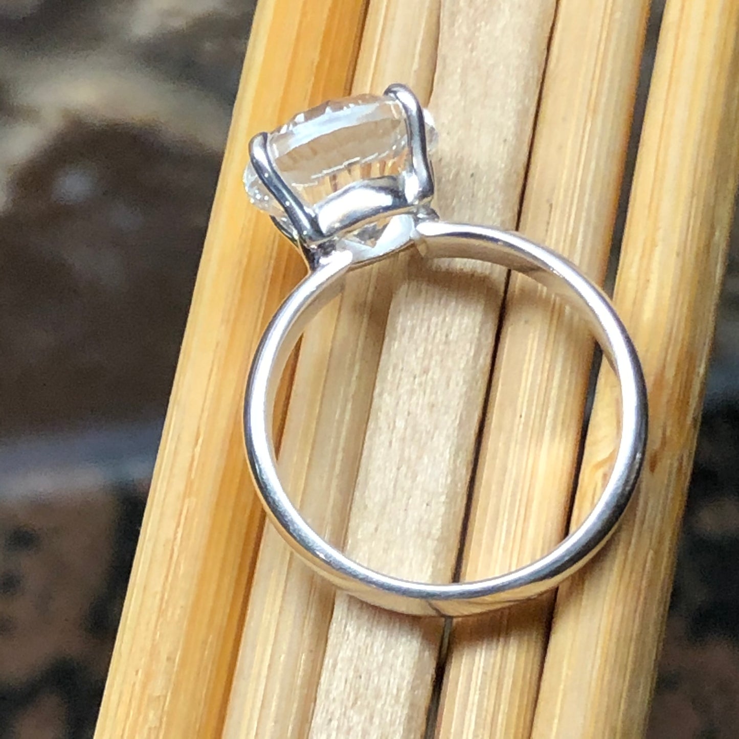 Natural 2ct White Quartz 925 Solid Sterling Silver Ring Size 6.25, 7.25, 8 - Natural Rocks by Kala