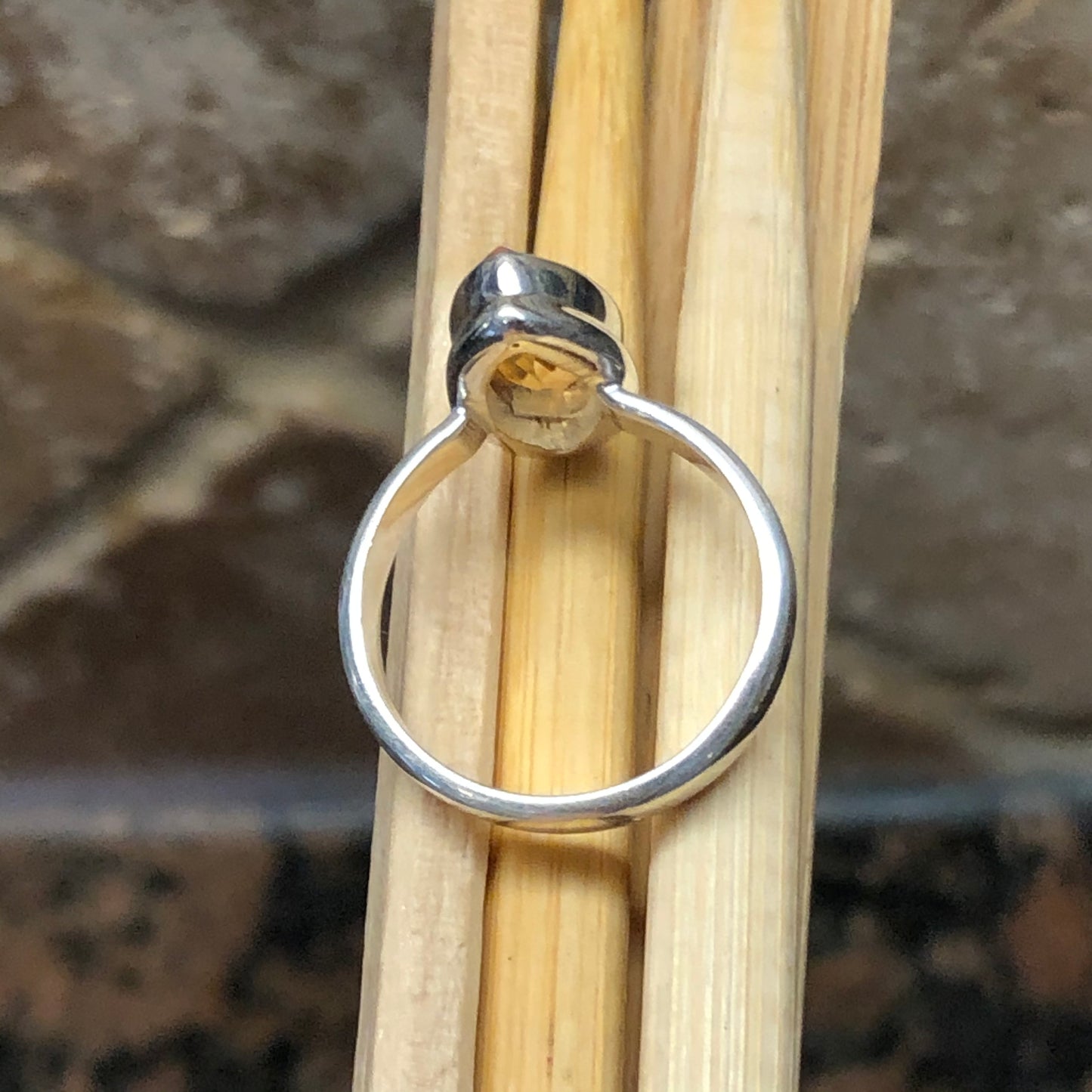 Natural 2ct Golden Citrine 925 Solid Sterling Silver Ring Size 6.5, 7, 9 - Natural Rocks by Kala