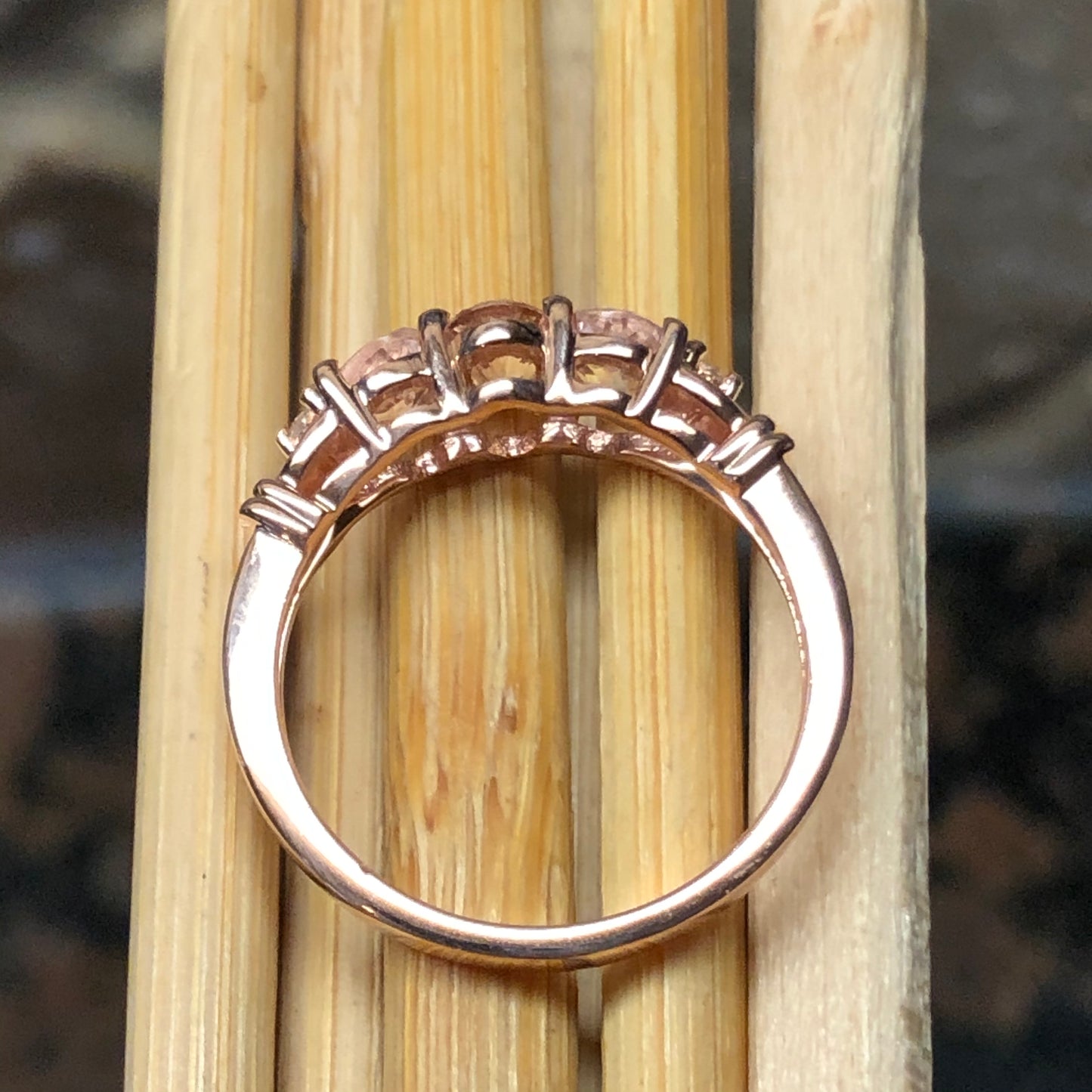 Natural Peach Morganite 14k Rose Gold Over Sterling Silver Engagement Ring Size 6, 7.25, 8, 9 - Natural Rocks by Kala