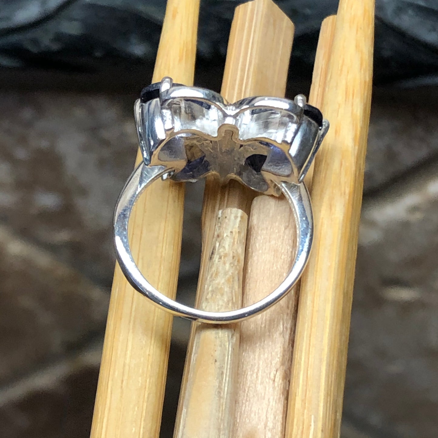 Natural 2ct Iolite 925 Solid Sterling Silver Wedding Ring Size 6, 7, 8, 9 - Natural Rocks by Kala