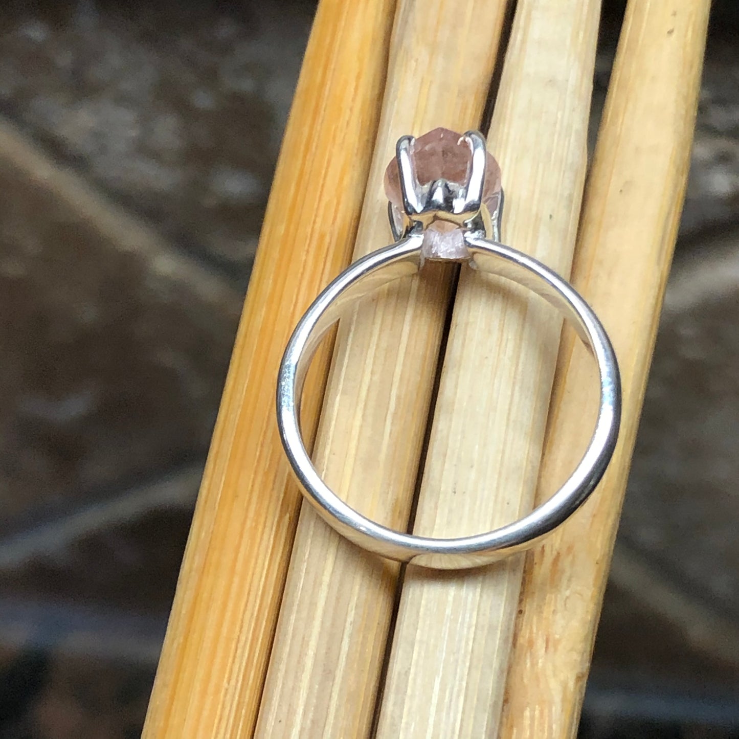 Natural Pink Morganite 925 Solid Sterling Silver Engagement Ring Size 6.5 - Natural Rocks by Kala