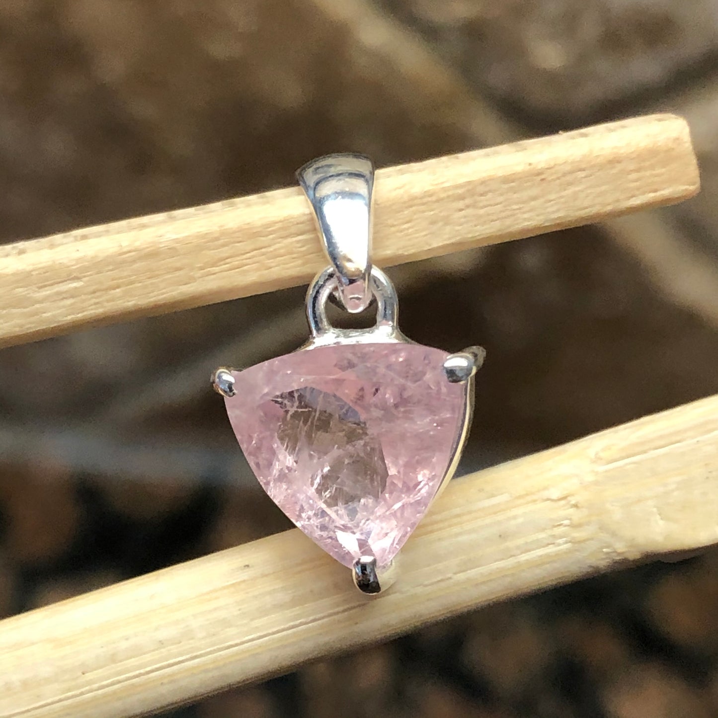 Natural 2.5ct Pink Morganite 925 Sterling Silver Pendant 20mm - Natural Rocks by Kala
