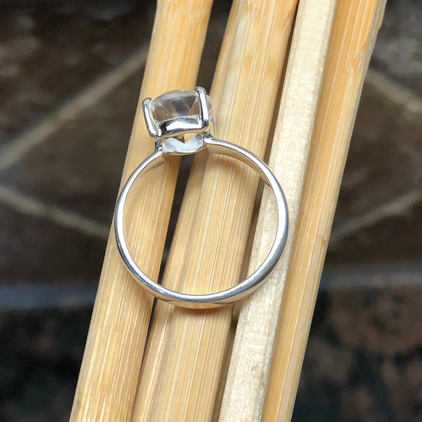 Natural 2ct White Quartz 925 Solid Sterling Silver Engagement Ring Size 6, 6.25, 6.5, 6.75, 7, 8, 8.25, 9.25 - Natural Rocks by Kala