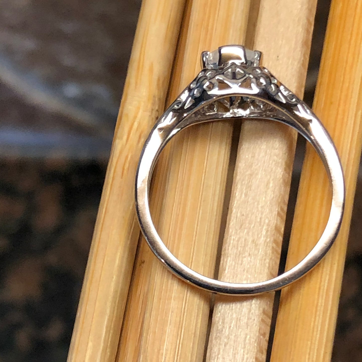 Genuine Rainbow Moonstone 925 Solid Sterling Silver Engagement Ring Size 5, 6, 7, 8, 9.25 - Natural Rocks by Kala