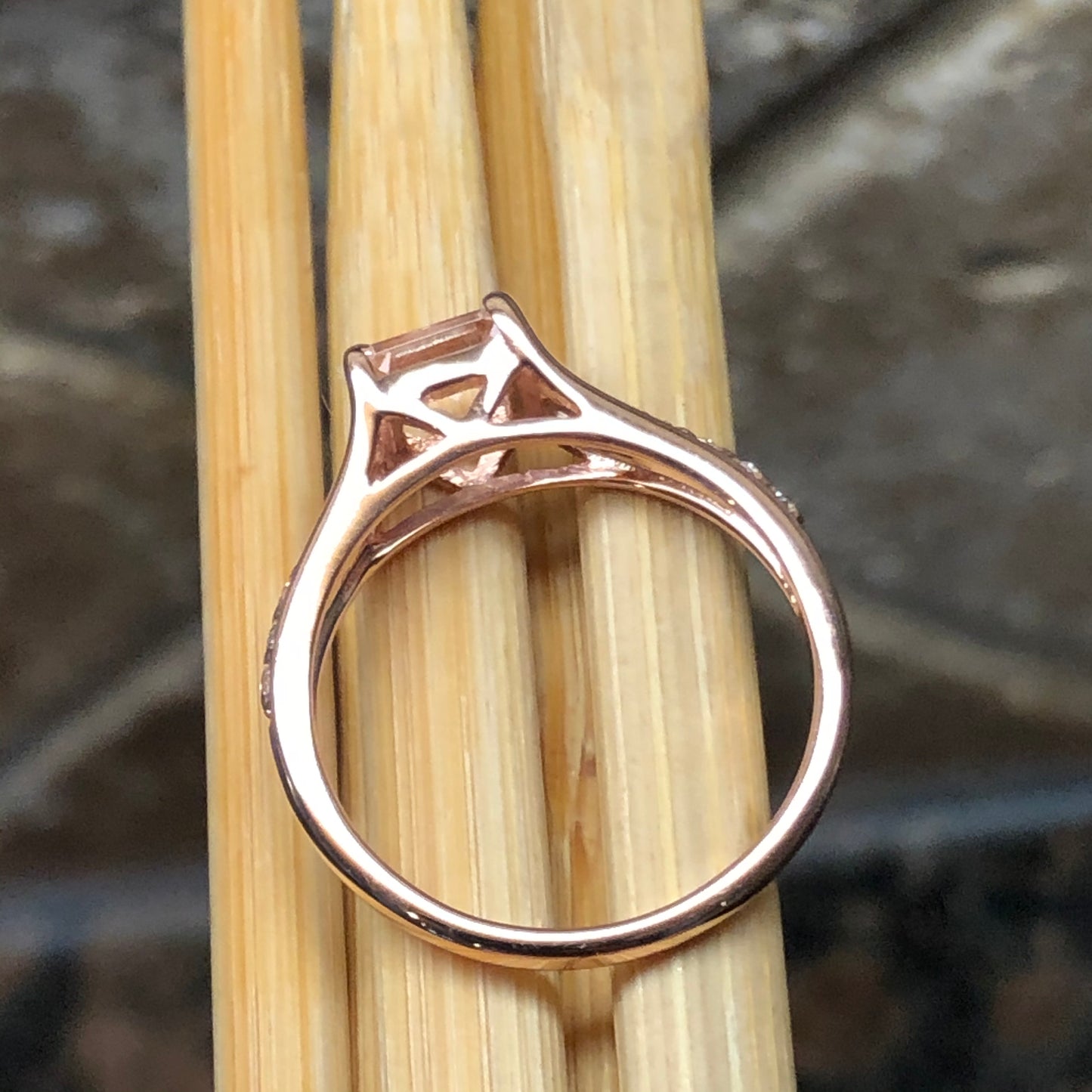 Natural 1ct Peach Morganite 14k Rose Gold Over Sterling Silver Engagement Ring Size 6, 7, 8, 9 - Natural Rocks by Kala