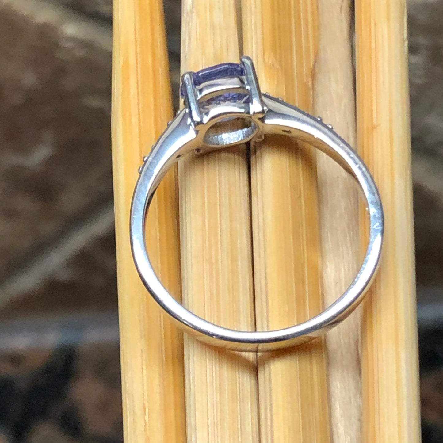 Natural 1ct Tanzanite 925 Solid Sterling Silver Engagement Ring Size 6, 7, 8, 9.25 - Natural Rocks by Kala