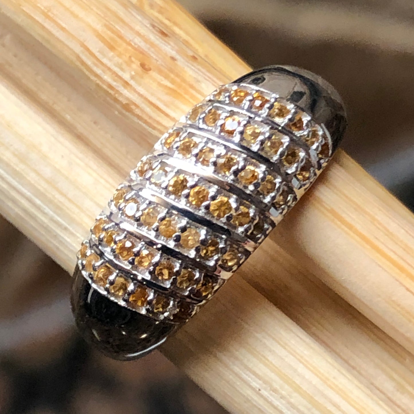Genuine Golden Citrine 925 Solid Sterling Silver Ring Size 6, 7, 8, 9 - Natural Rocks by Kala
