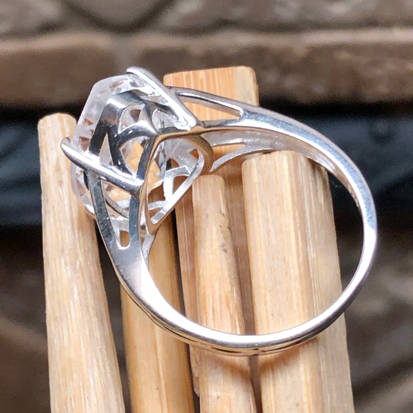 Natural 4ct White Quartz 925 Solid Sterling Silver Ring Size 6, 7, 8, 9 - Natural Rocks by Kala