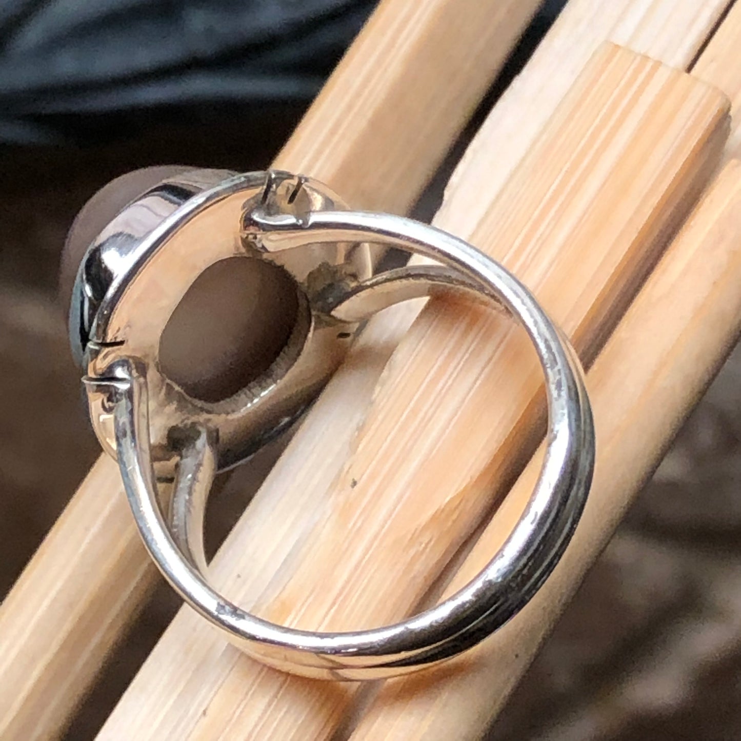 Natural Grey Orthoclase Moonstone 925 Sterling Silver Ring Size 9.5 - Natural Rocks by Kala