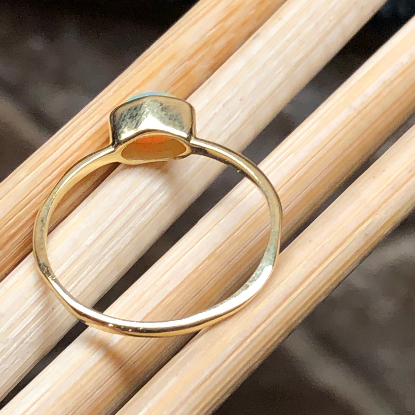 Natural Ethiopian Opal 14k Gold Over Sterling Silver Engagement Ring Size 6, 7, 8, 9, 10 - Natural Rocks by Kala