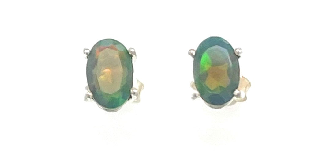 Genuine Chalama Black Opal 925 Solid Sterling Silver Earrings 7mm - Natural Rocks by Kala