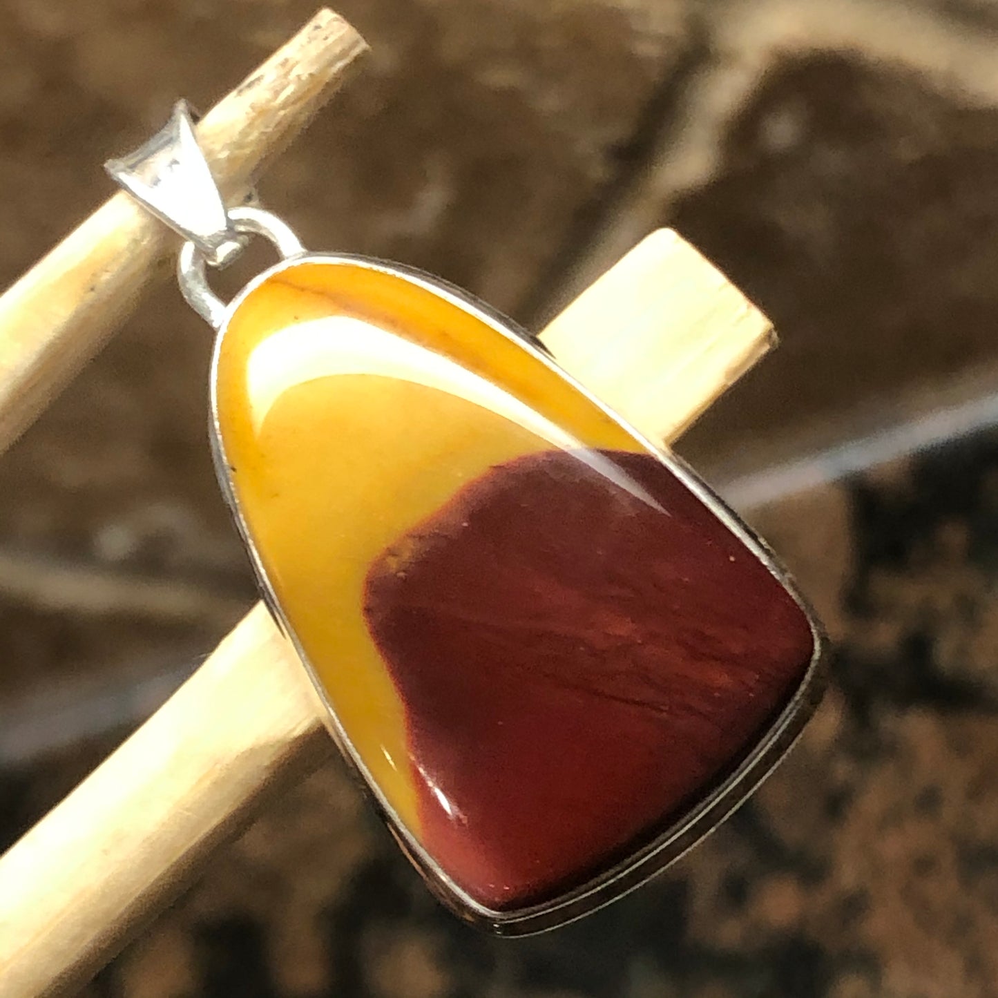 Natural Australian Mookaite Jasper 925 Solid Sterling Silver Pendant 38mm - Natural Rocks by Kala