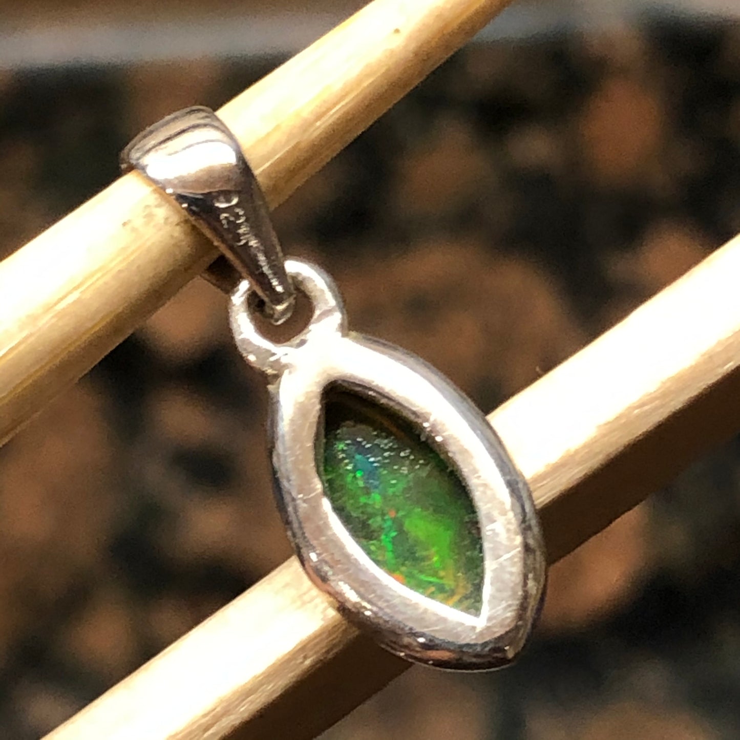 Genuine Chalama Black Opal 925 Solid Sterling Silver Pendant 20mm - Natural Rocks by Kala