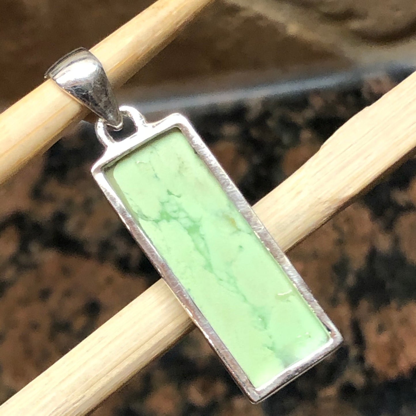 Natural Australian Lemon Chrysoprase 925 Sterling Silver Pendant 30mm - Natural Rocks by Kala