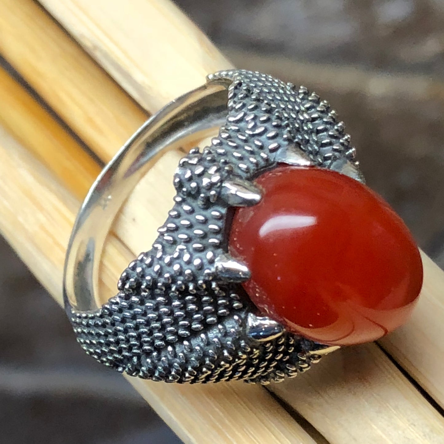 Natural Carnelian 925 Solid Sterling Silver Men's Ring Size 8, 9, 10, 11, 12 - Natural Rocks by Kala