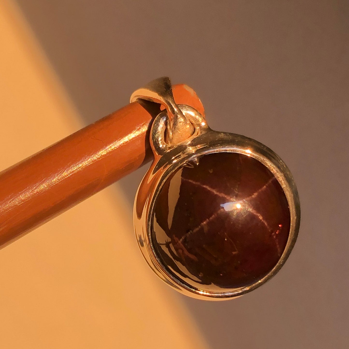Natural Star Garnet, 4 Pointed Star Garnet 925 Solid Sterling Silver Pendant 25mm - Natural Rocks by Kala