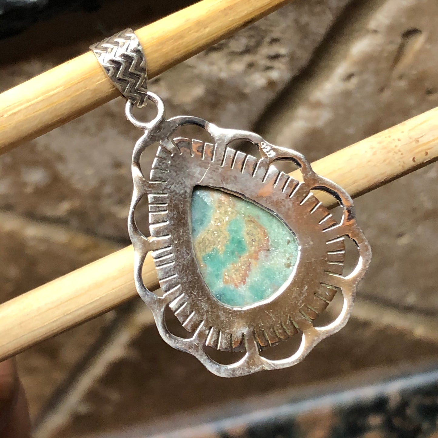 Natural Ruby in Fuchsite 925 Solid Sterling Silver Pendant 40mm - Natural Rocks by Kala