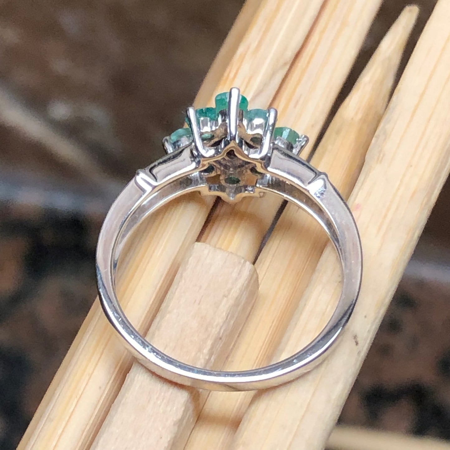 Natural Green Emerald, Pyrope Garnet 925 Sterling Silver Engagement Ring Size 6, 7, 8, 9 - Natural Rocks by Kala