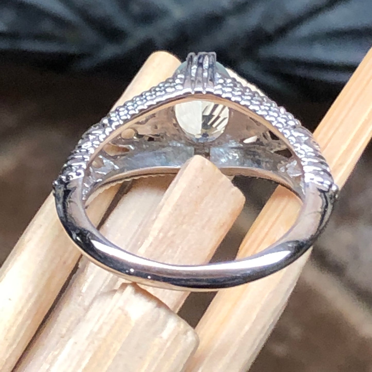 Natural 1.25ct Blue Aquamarine 925 Solid Sterling Silver Engagement Ring Size 5, 6, 7, 8, 9 - Natural Rocks by Kala