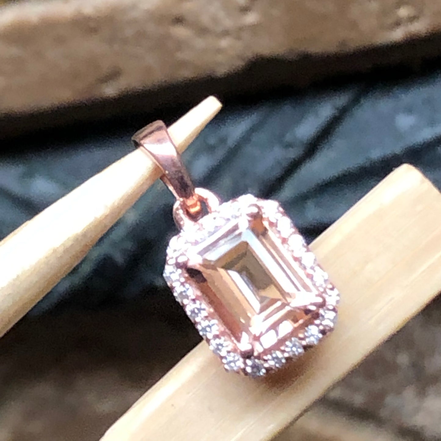 Natural 2ct Peach Morganite 14k Rose Gold Over Sterling Silver Pendant 18mm - Natural Rocks by Kala