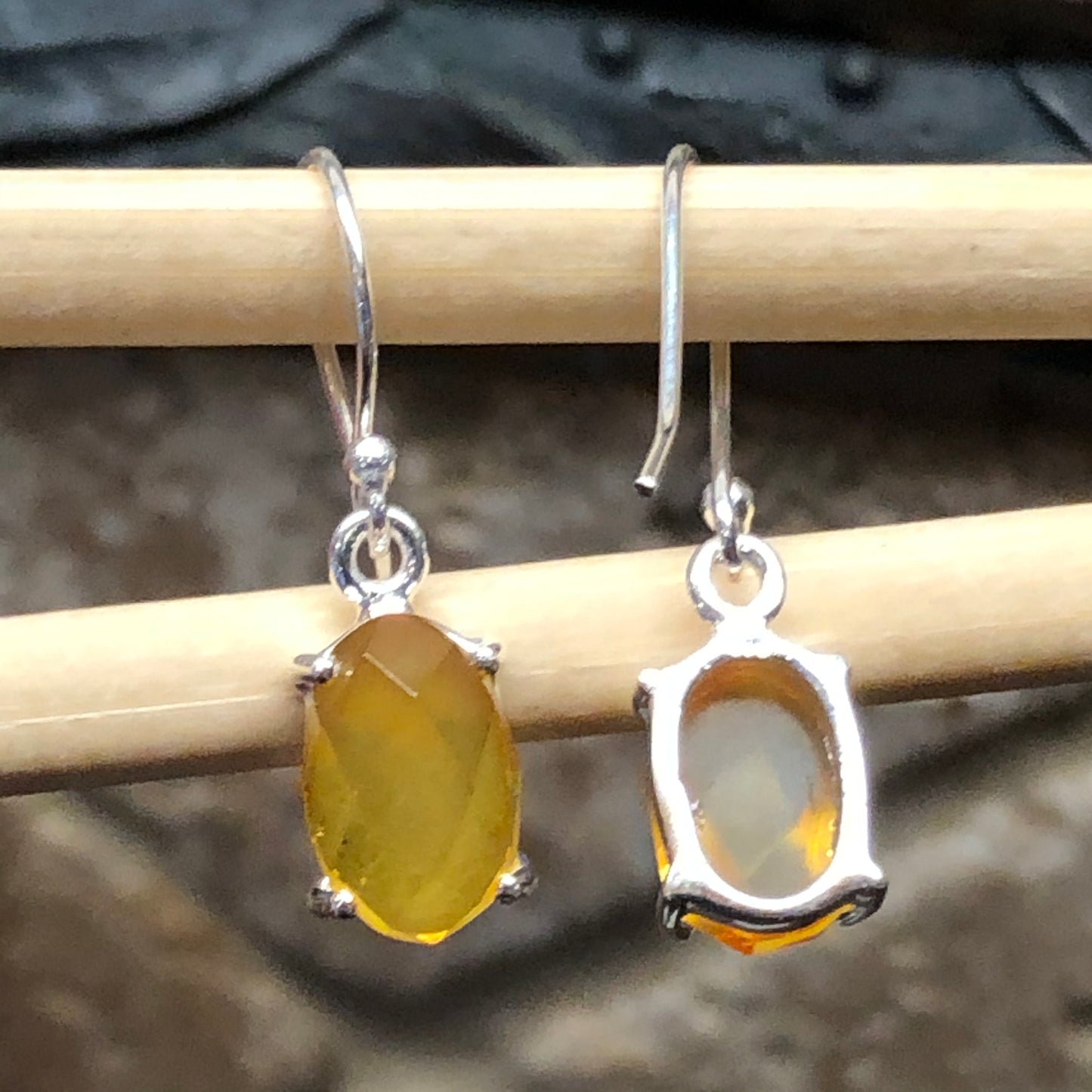 Natural Baltic Amber 925 Solid Sterling Silver Earrings 25mm - Natural Rocks by Kala