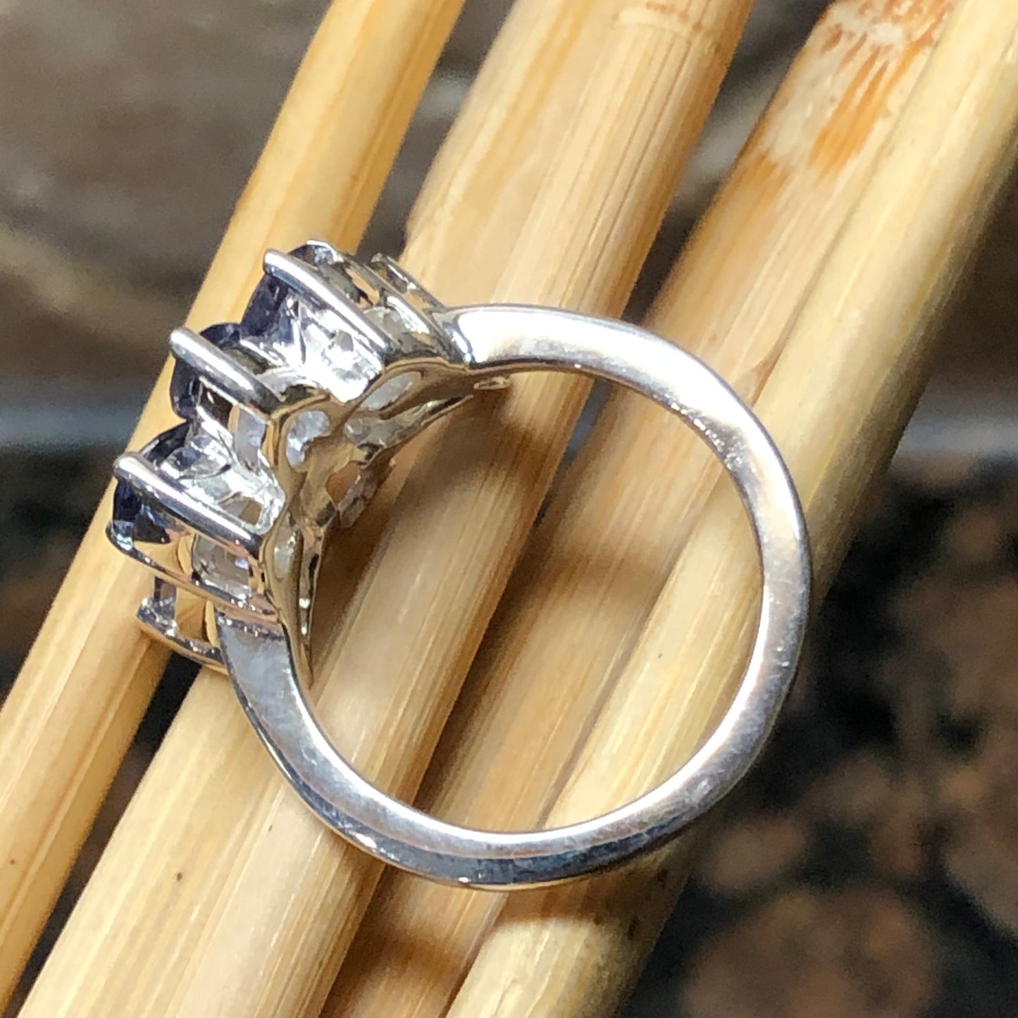 Natural 2ct Iolite 925 Solid Sterling Silver Wedding Ring Size 6, 7, 8, 9 - Natural Rocks by Kala