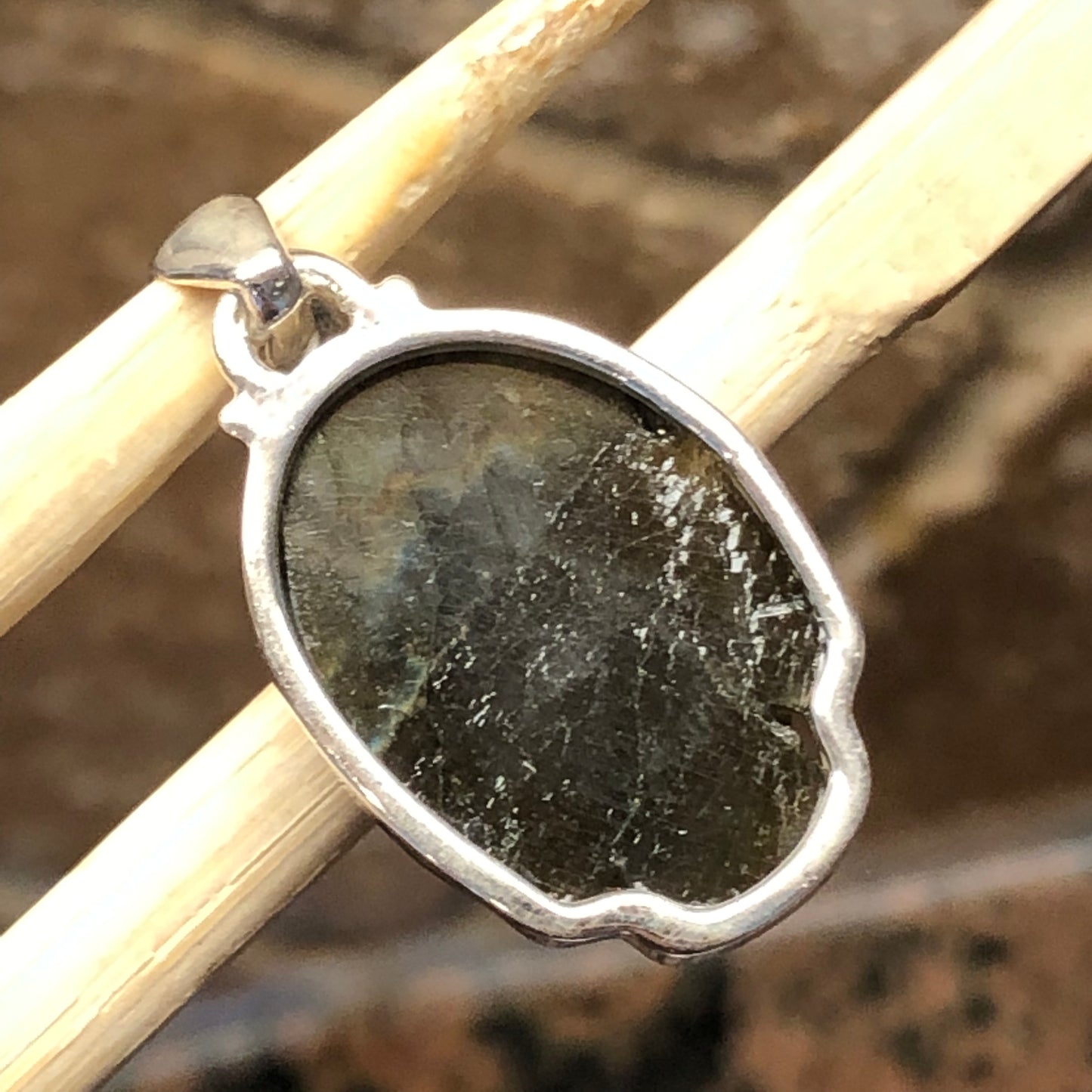 Natural Labradorite 925 Sterling Silver Head of the Guan yin/Meditate Budda Pendant 30mm - Natural Rocks by Kala