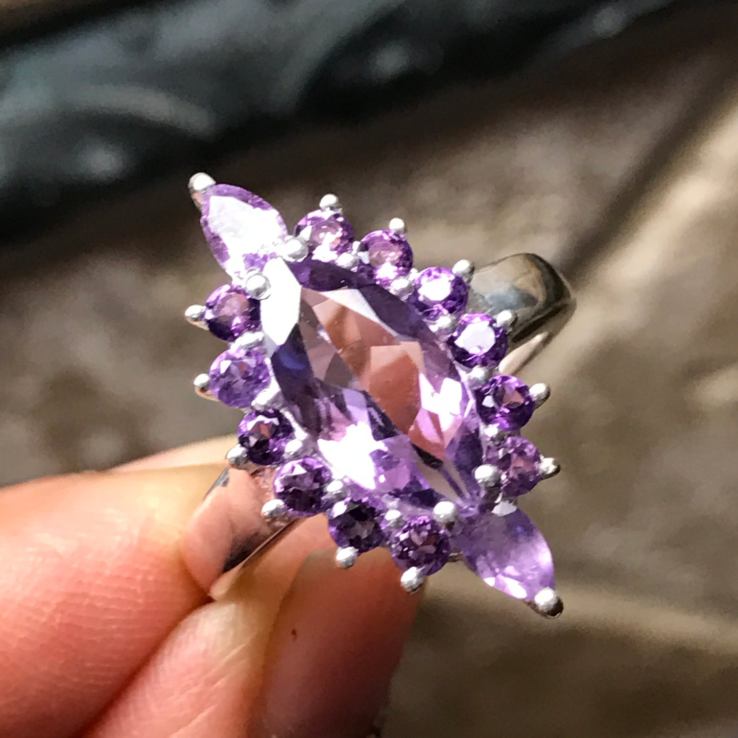 Natural Purple Amethyst 925 Solid Sterling Silver Ring Size 6, 7, 8 - Natural Rocks by Kala