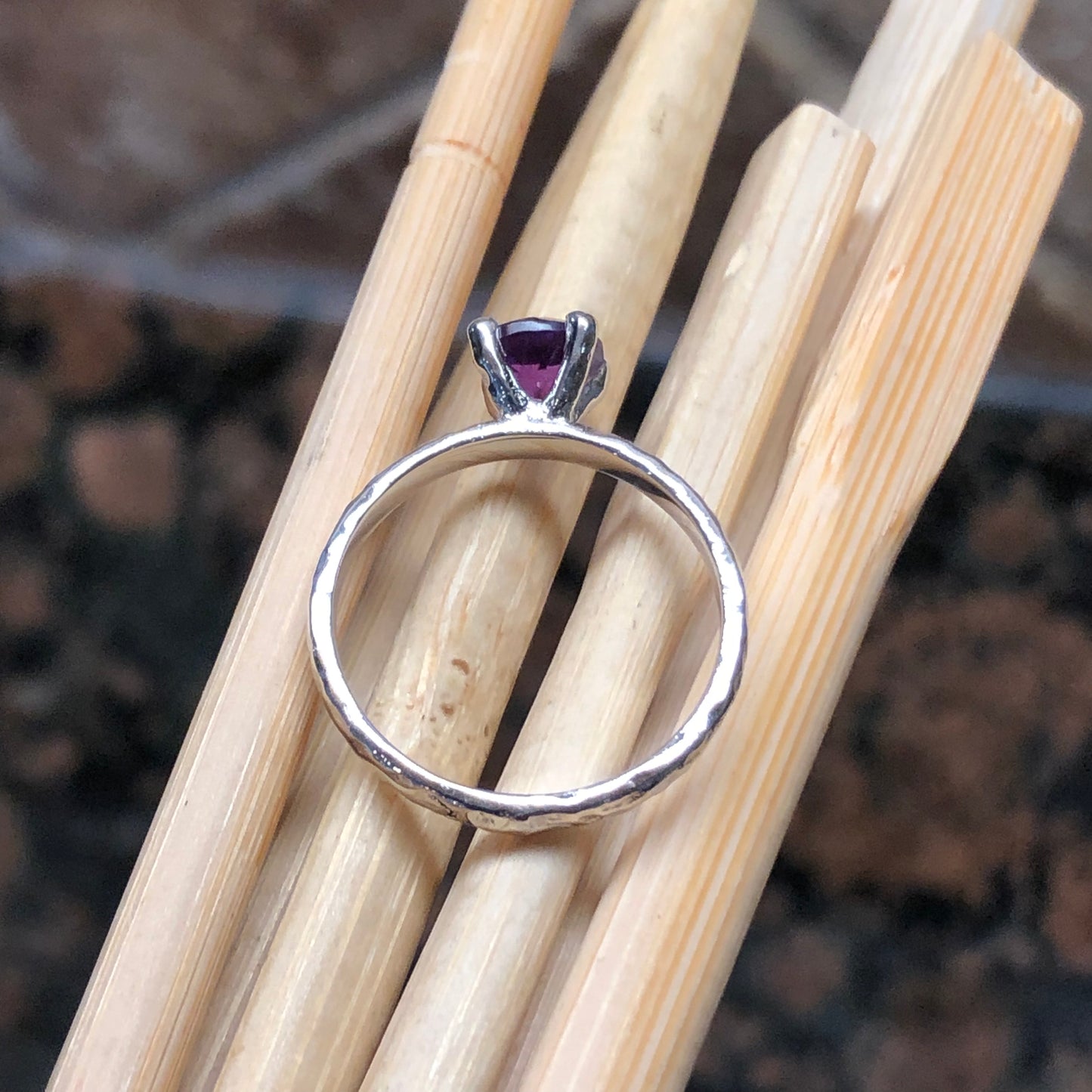 Natural 1ct Purple Amethyst 925 Solid Sterling Silver Engagement Ring Size 6, 7, 8, 9 - Natural Rocks by Kala