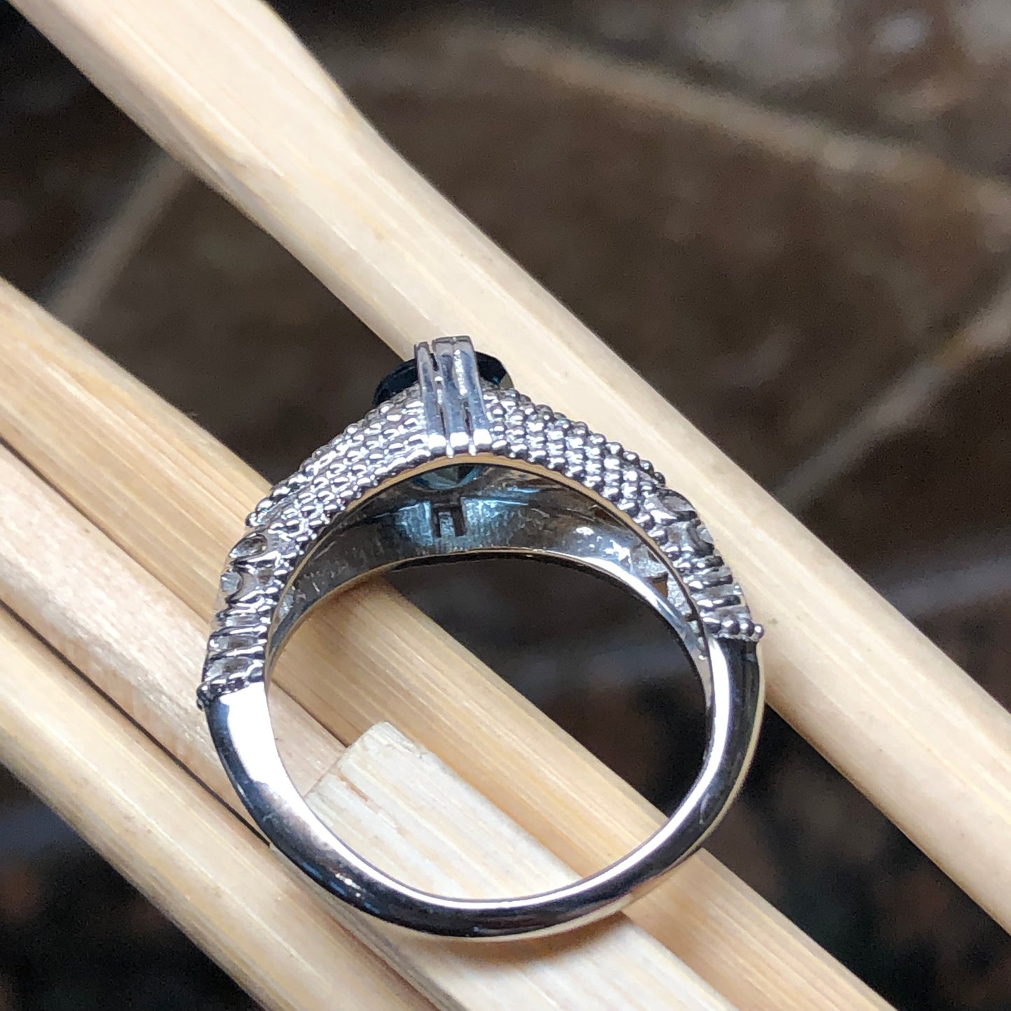 Natural 1.25ct London Blue Topaz 925 Solid Sterling Silver Engagement Ring Size 6, 7, 8, 9 - Natural Rocks by Kala