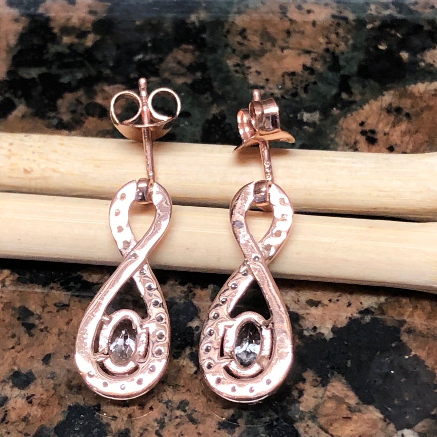Natural Peach Morganite 14k Rose Gold Over Sterling Silver Earrings 24mm - Natural Rocks by Kala