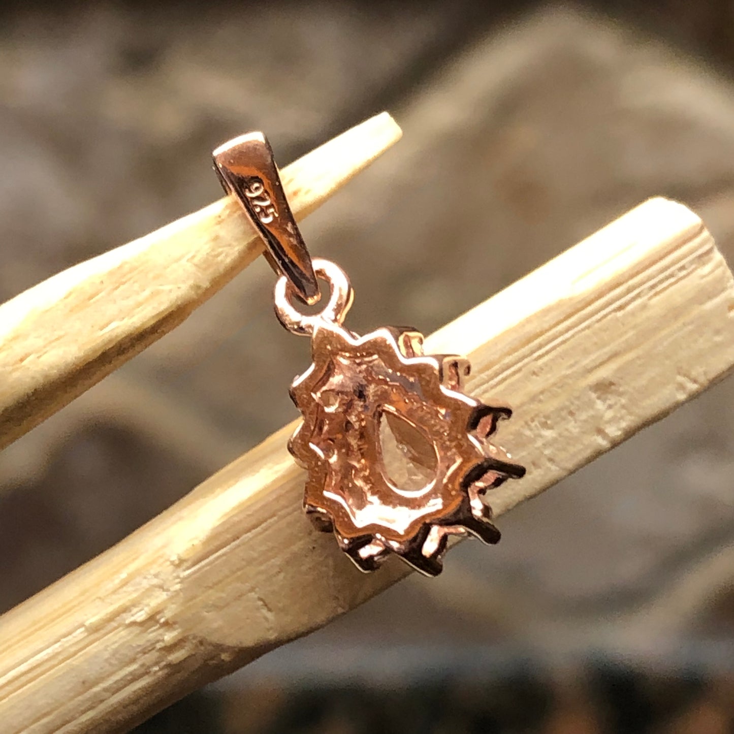 Natural Peach Morganite 14k Rose Gold Over Sterling Silver Pendant 16mm - Natural Rocks by Kala