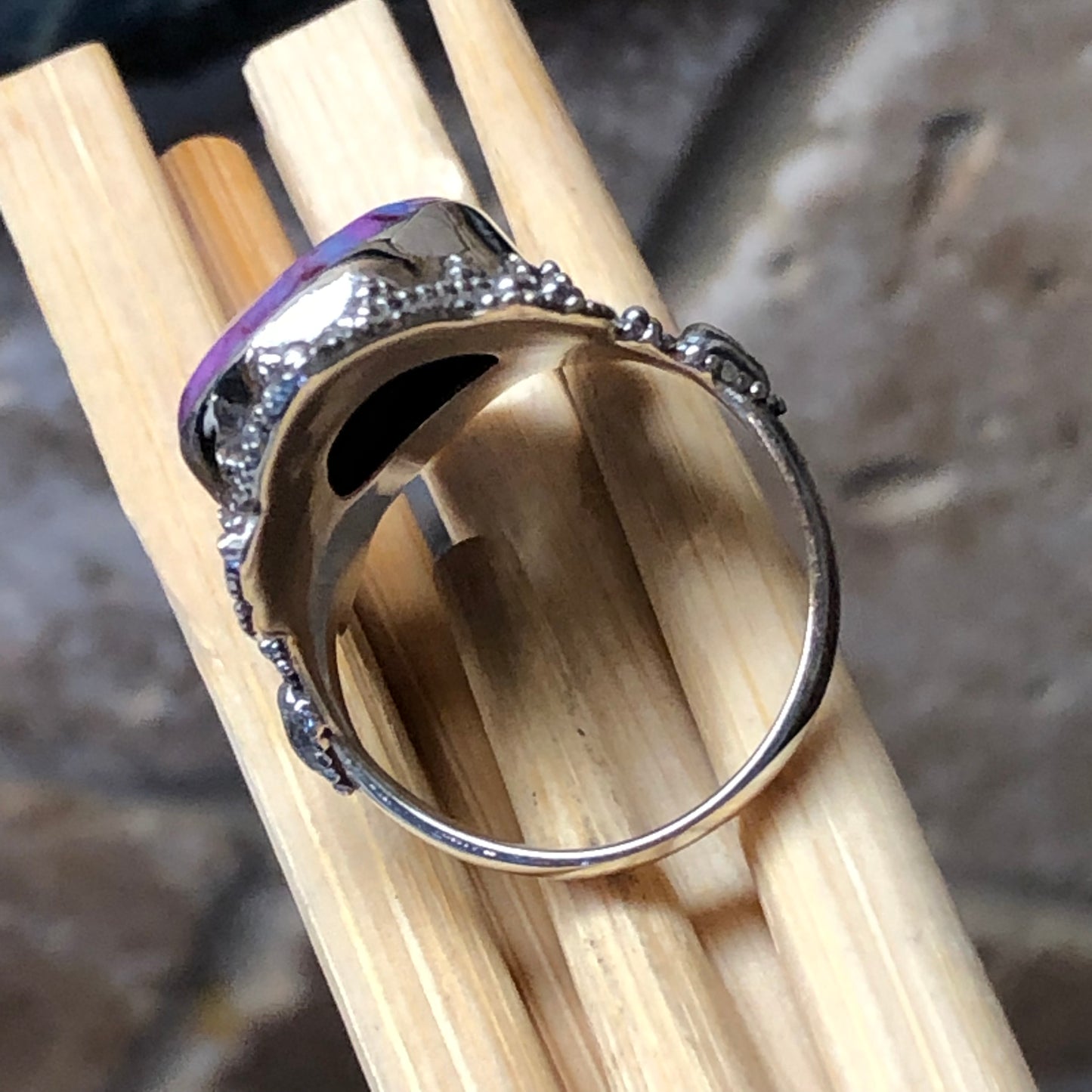 Purple Copper Mohave Turquoise 925 Solid Sterling Silver Ring Size 8 - Natural Rocks by Kala